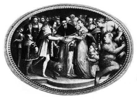 Catherine de Médicis et du futur Henri II de France