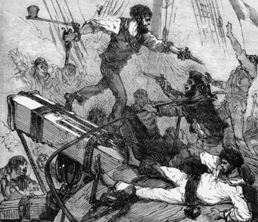 Scene of boarding (engraving of the XIX° century) -
