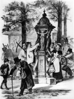 Paris au XIXe siècle - Scène de rue - Fontaine Wallace -