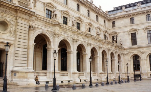 Paris, The Louvre and Napoleon court.