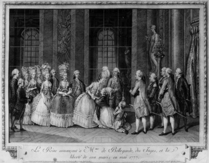 Queen Marie-Antoinette welcoming Madame de Bellegarde