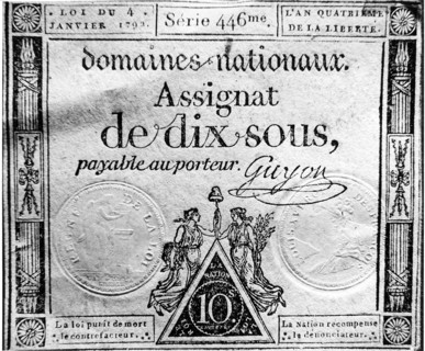 Assignat.  Paper money created under the French revolution