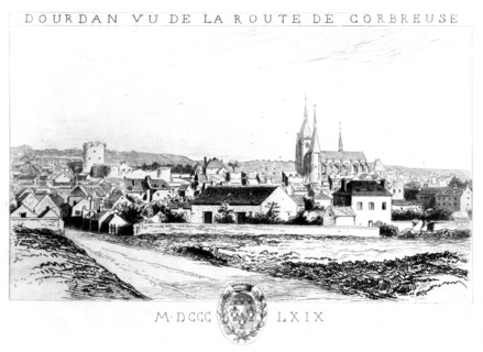 Dourdan vu de la route de Corbreuse.