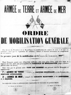 Affiche de mobilisation générale du 2 août 1914.