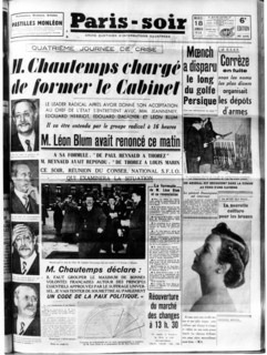 Chautemps is charged to form the Cabinet.  1938