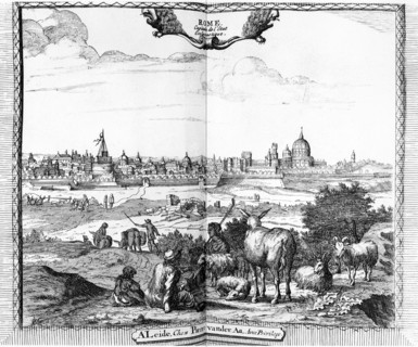 View of Rome. Engraving by van der Aa.