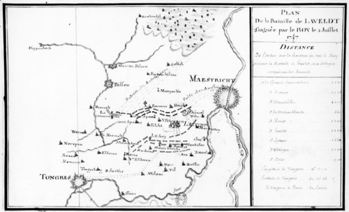 Plan de la bataille de Laveldt, gagnée par le roi le 2 juillet 1747.