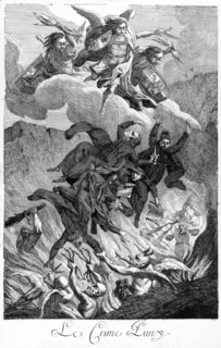 1754. Allegorical engraving against the Jesuits: " the crime punished".