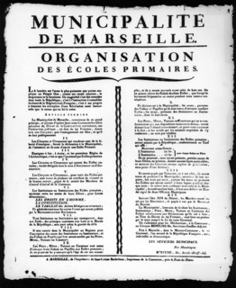 Révolution. Organisation de l'Instruction Publique à Marseille.