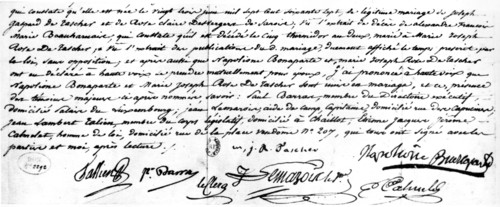 Acte de mariage de Bonaparte et de Joséphine de Beauharnais