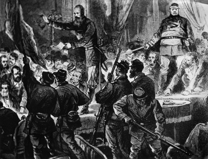 Révolution de 1848. Blanqui harangue les insurgés.