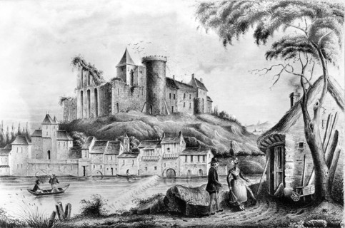 1837. Limousin. The ruins of the Ségur castle.