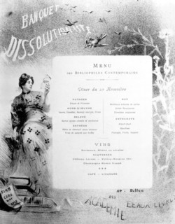 Menu du dîner des " Bibliophiles contemporains " ,