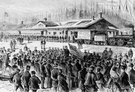 Departure of German emigrants for Colorado.
