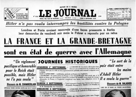 Le Journal. La France et l'Angleterre en guerre avec l'Allemagne.