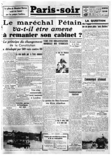 Paris-Soir : " Le maréchal Pétain va-t'il remanier son cabinet ? ".