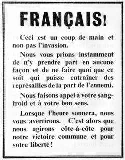 Release:  Call of Resistant to the French.