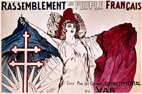 Affiche pour le R.P.F. (Fondé en avril 1947 par de Gaulle).