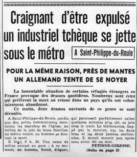 Des réfugiés étrangers tentent de se suicider ; 1939