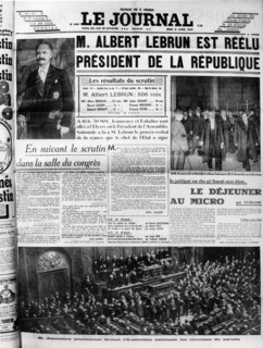 Albert Lebrun est réélu président de la République. 1939