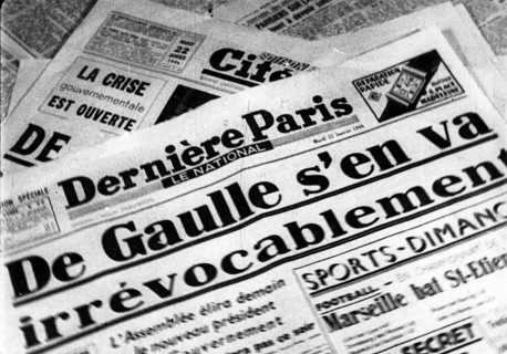 January 12, 1946.  Cuff of " Paris Last ":  " from Gaulle from goes away ".