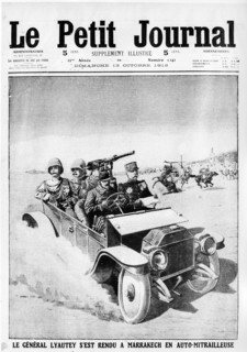 Lyautey going to Marrakech in an armoured car. 1912