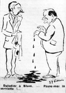 Fall of Daladier.  Caricature.  1934