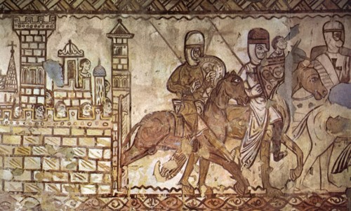 Départ des chevaliers du Temple pour la Croisade (XIIe)