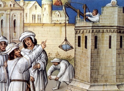 Construction d'un château fort (XVe siècle)
