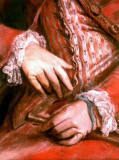 Kucharsky, détail d'un tableau représentant Marie-Antoinette : ici ses mains
