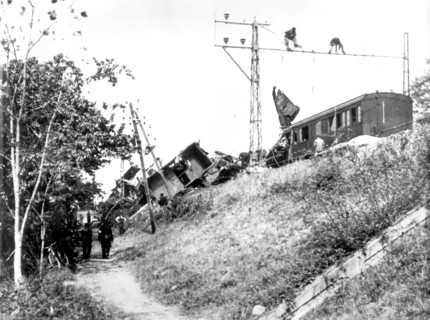 Sabotage of railroads by the F.F.I. (Forces Françaises de l'Intérieur) resistance fighters. July 1944
