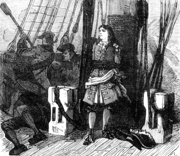 Jean Bart's son tied to the mast during battles, so as to become hardened