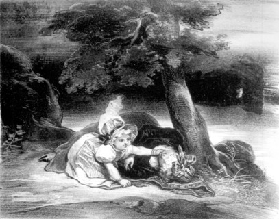 Adèle Foucher, épouse de Victor Hugo, avec leur fille Léopoldine