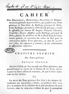Cahier de Doléances du Tiers-état du Baillage de Dôle