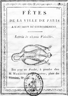 Bon de loterie pour un poulet de la Ville de Paris à l'occasion du couronnement de Napoléon 1er