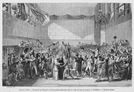 Serment des députés de l'Assemblée nationale dans la salle du Jeu de Paume, à Versailles.