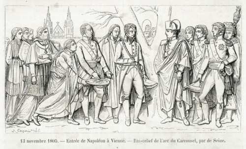 Napoleon's arrival in Vienna. Bas-relief taken from the Arc de Triomphe du Carrousel, by de Seine.