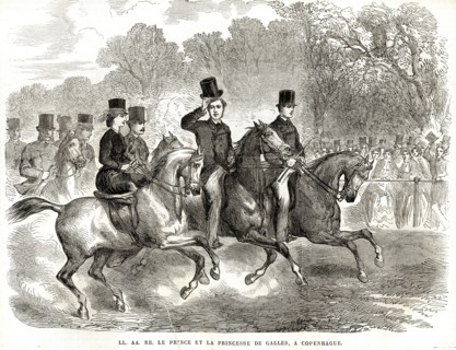Le Prince et la Princesse de Galles lors d'un voyage à Copenhague, en 1864.