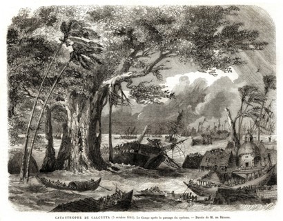 India. The Calcutta Disaster (5th October 1864). Destruction at Le Gange caused by the whirlwind.