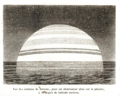 1864. Vue des anneaux de Saturne, pour un observateur situé sur la planète, à 30° de latitude environ.