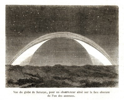 1864. View of Saturn's rings, from a perspective from the dark side of the planet.