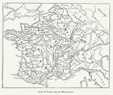 Carte de France sous les Mérovingiens.