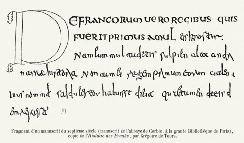 Fragment of a manuscript from the 7th Century (from Corbie abbey).