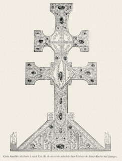 Enamelled cross attributed to Saint Eloi and housed formerly in the Saint-Martin les Limoges abbey.