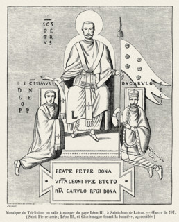 Mosaic of Triclinium or the from dining room of the Pope Leo III, depicting Saint-Jean de Latran