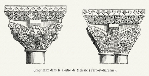 Capitals in the steeple of Moissac (tarn-et-Garonne).