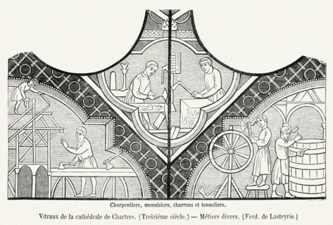 Stained glass windows in Chartres Cathedral.