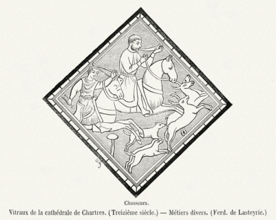 Stained glass windows in Chartres Cathedral.