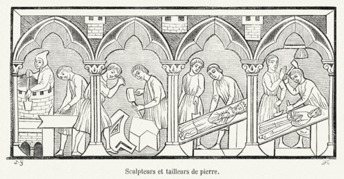 Sculptures and stone cutters.