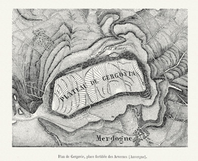 Map of Gergovie, a fortified area of Arvernes (Auvergne).